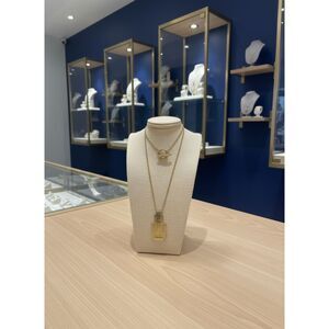 St. John Art Deco Geometric Pendant Necklace Gold-Tone Toggle Clasp